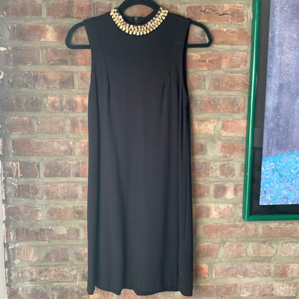 Jeweled Neckline Black Dress